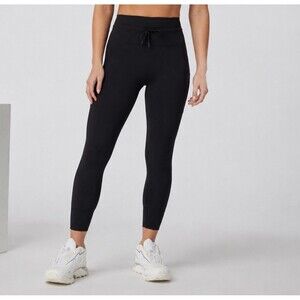 Vuori Daily Legging Short VW323 Black High Rise Drawstring Yoga Activewear